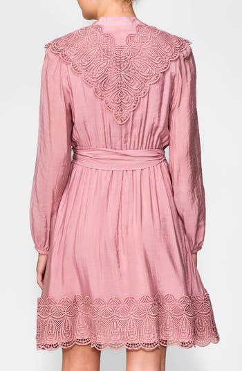 Long Sleeve Lace Trim Dress