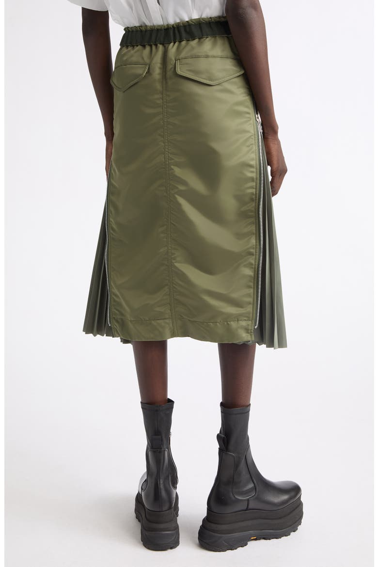Nylon Twill Midi Skirt, Alternate, color, KHAKI