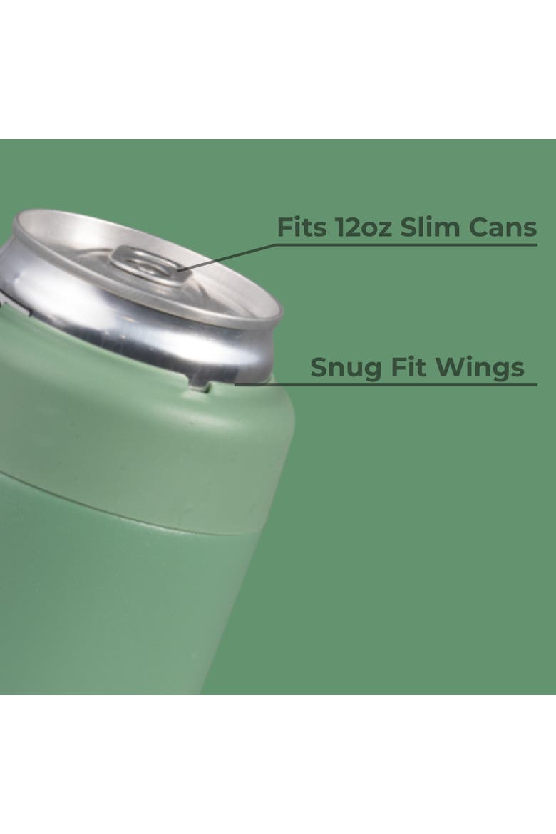 Slim Can Cooler 12oz, Insulated Stainless Steel Cup with Screw-Top Ring & Non-Slip Rubber Base, Alternate, color, Sage