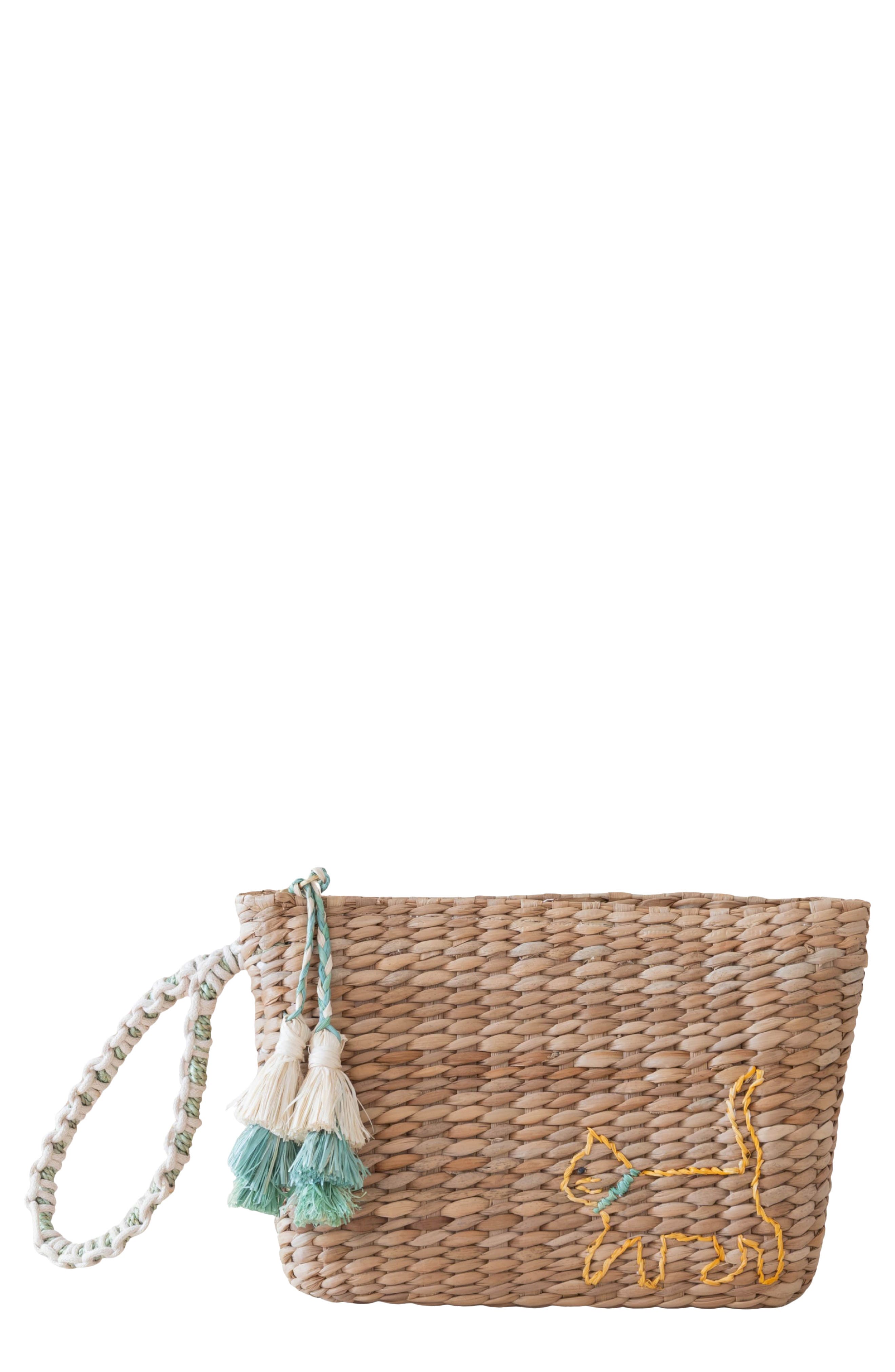 LIKHA Cat Embroidered Wristlet, Main, color, 