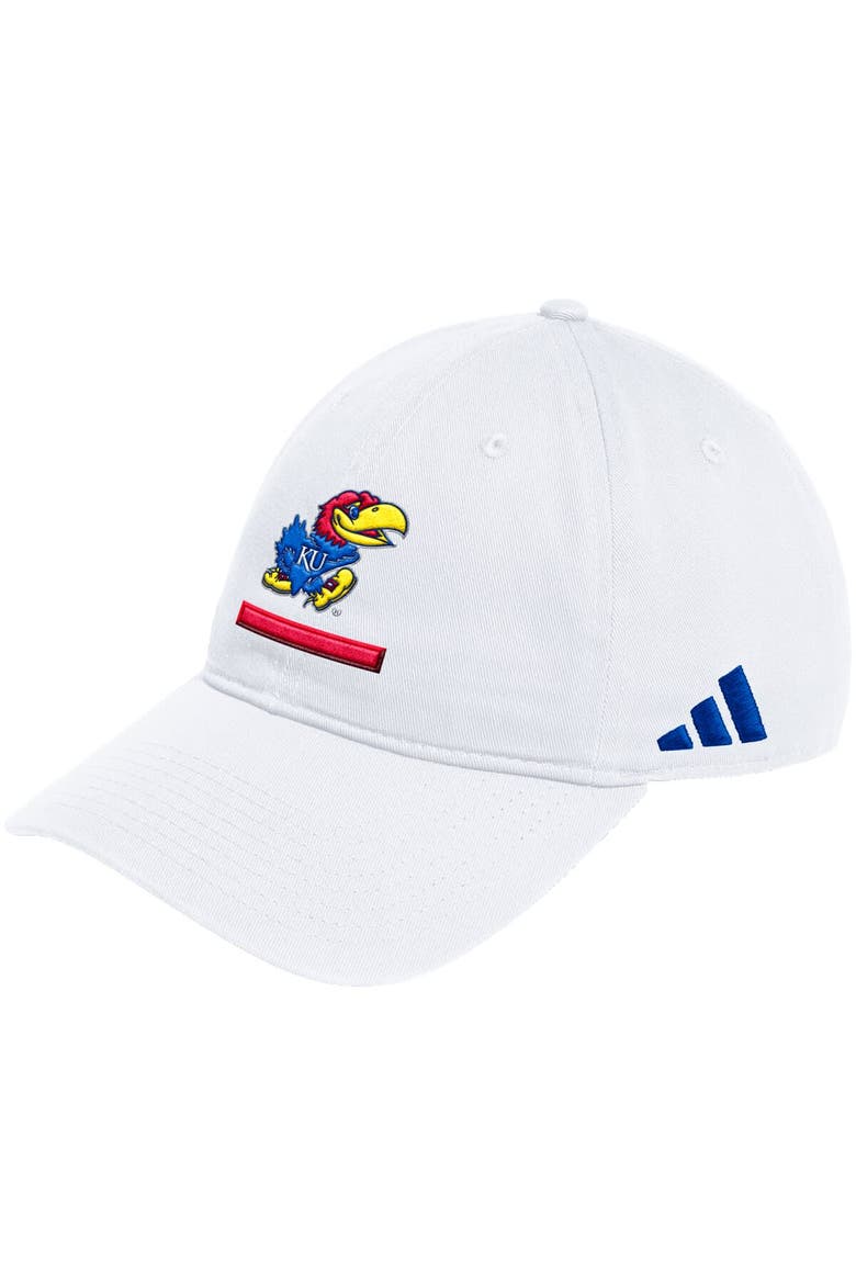 Men's adidas White Kansas Jayhawks Locker Room Adjustable Slouch Hat, Main, color, White