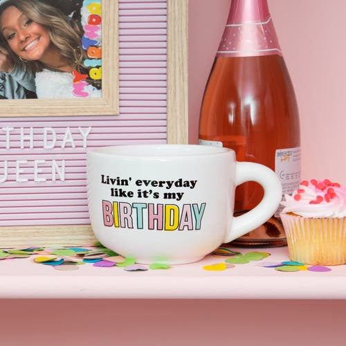 Totalee Gift Like It's My Birthday Cappuccino Mug Ceramic White 24 oz In White