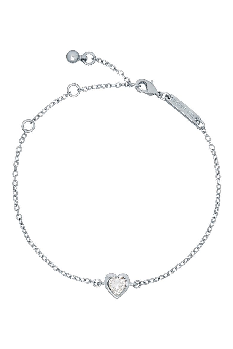Hansa Crystal Heart Bracelet, Main, color, SILVER TONE CLEAR CRYSTAL