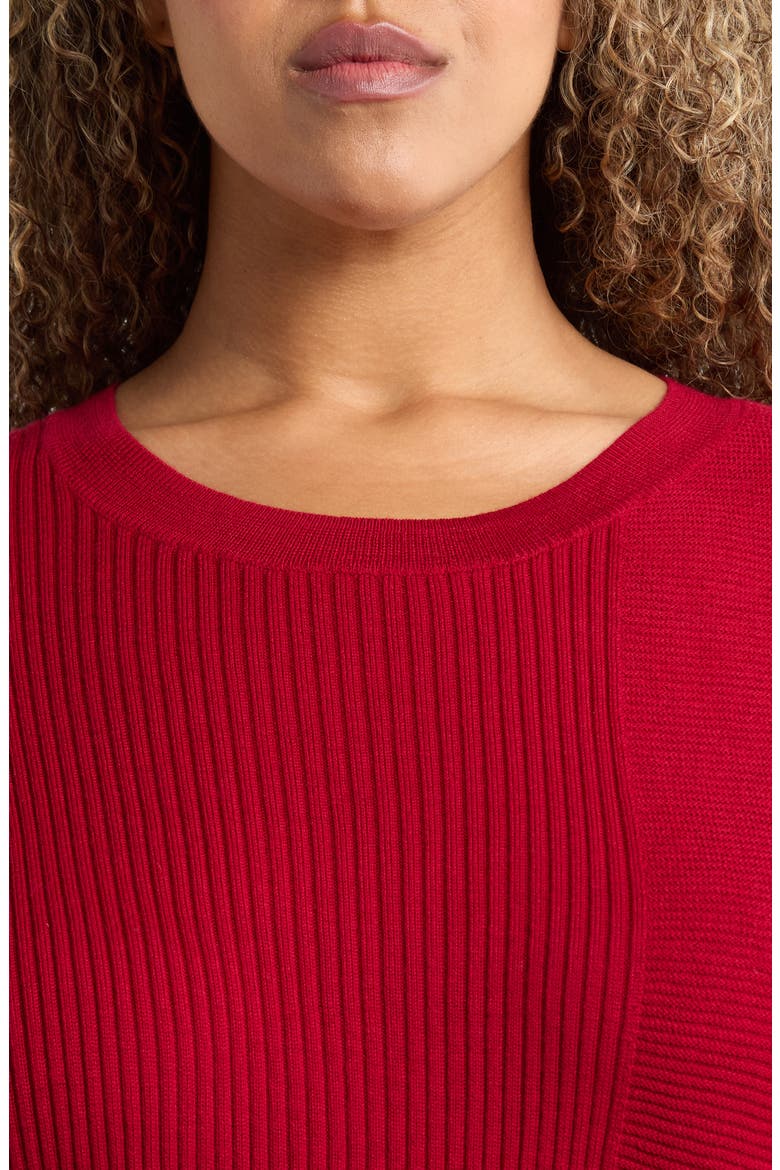 Merino Wool Crewneck Sweater, Alternate, color, RUBY