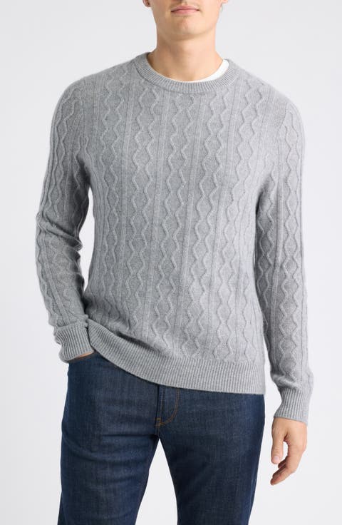 Cable Knit Cashmere Crewneck Sweater