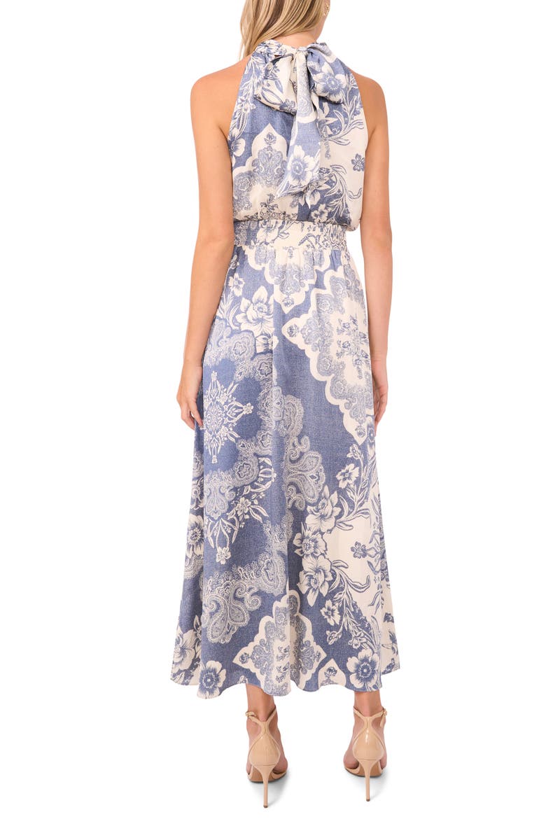 Mixed Print Smock Waist Maxi Dress, Alternate, color, DENIM