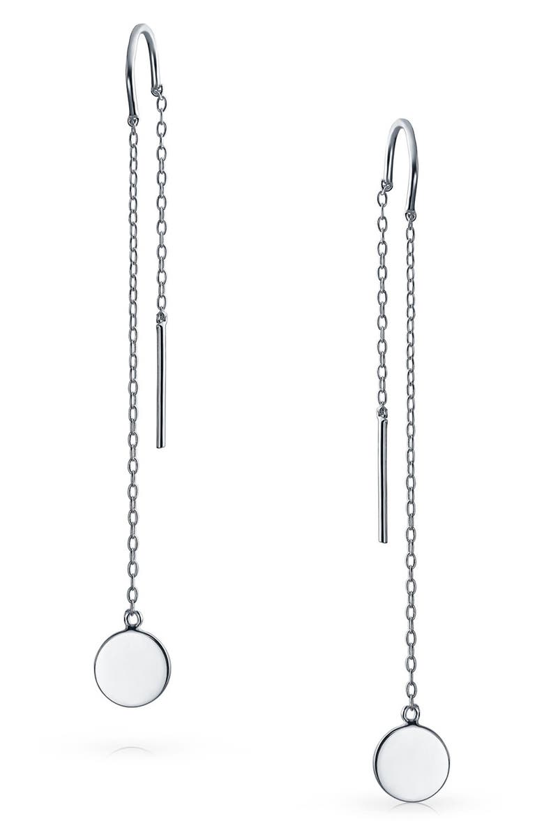BLING JEWELRY Sterling Silver Threader Disc Drop Earrings, Main, color,