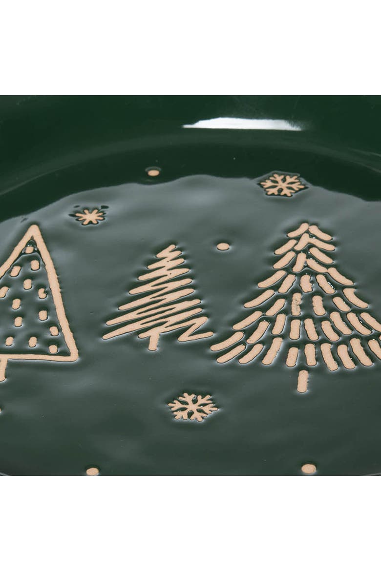 Evergreen Trees Green Christmas Holiday Ceramic Server Platter 11.22", Alternate, color, Green