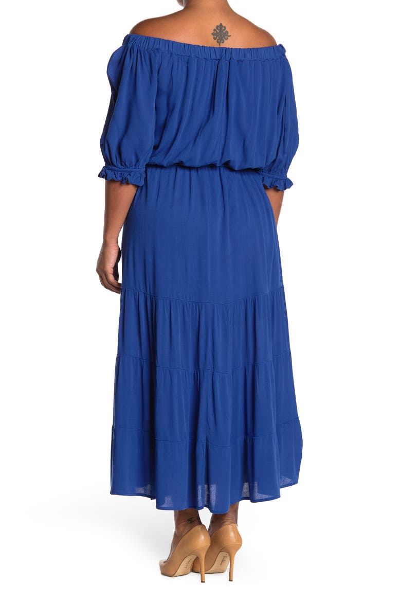 Lulu Off-the-Shoulder Peasant Maxi Dress, Alternate, color, SURF THE WEB