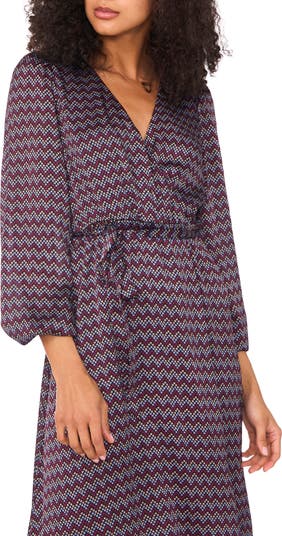 Abstract Print Wrap Front Dress