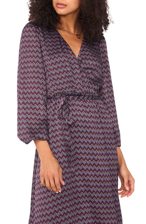 Vince Camuto Abstract Print Wrap Front Dress In Blue