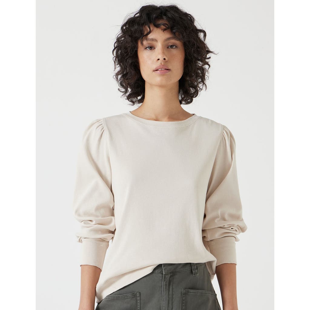 Hush Emily Puff Sleeve Cotton Jersey Top In Brown