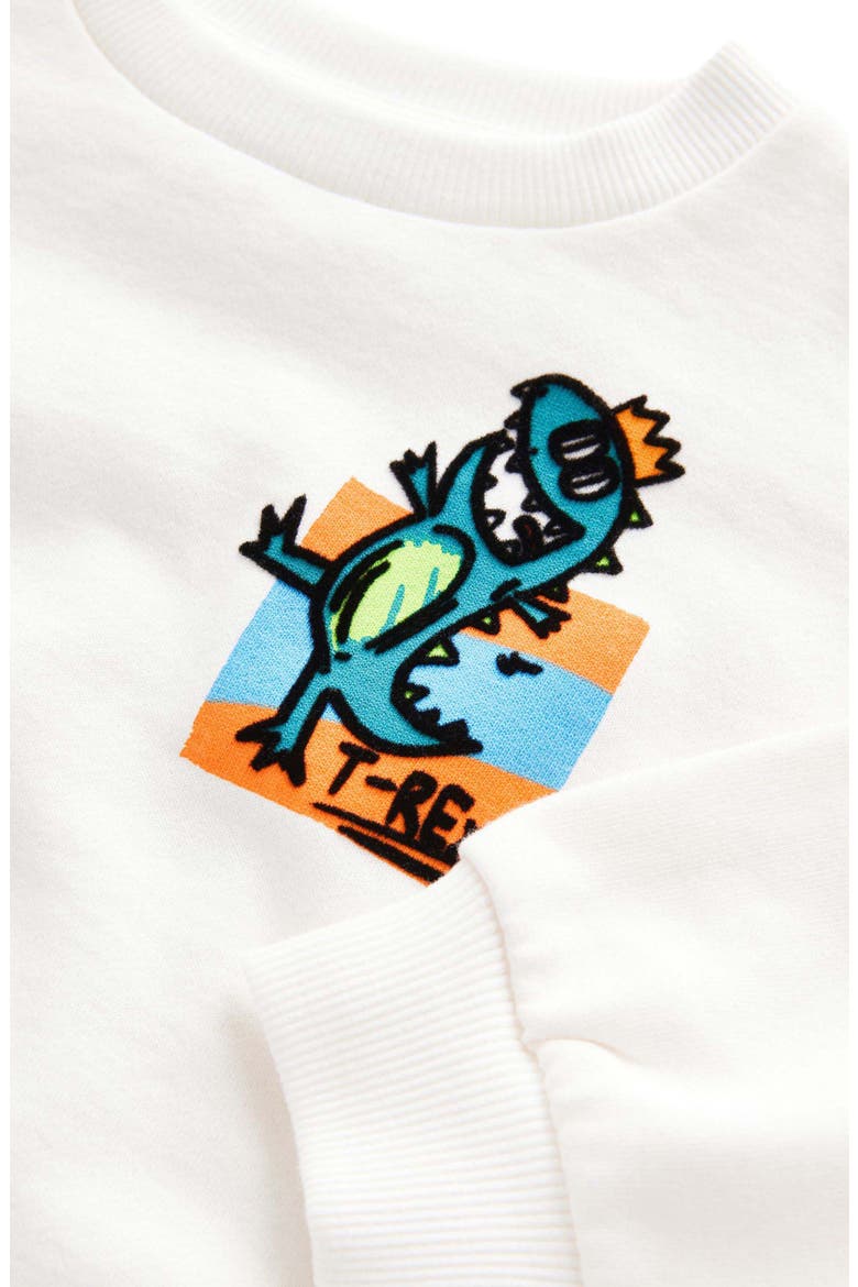 Kids' Dinosaur Graphic Sweatshirt, Alternate, color, WHITE