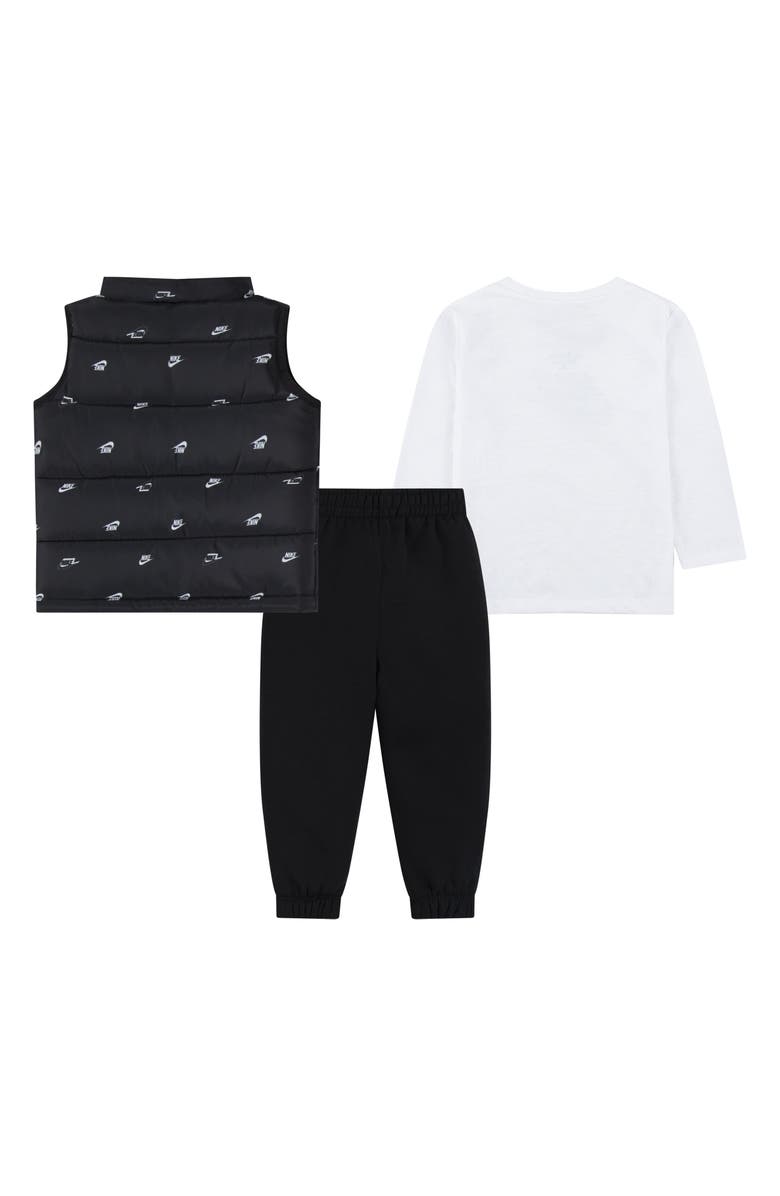 Nike Futura Logo Print Puffer Vest, Graphic T-Shirt & Joggers Set, Alternate, color, Black