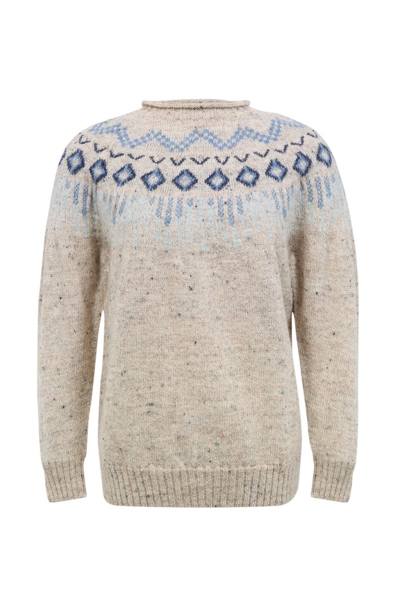 Celtic & Co. British Wool Fair Isle Sweater, Alternate, color, Oatmeal Fleck