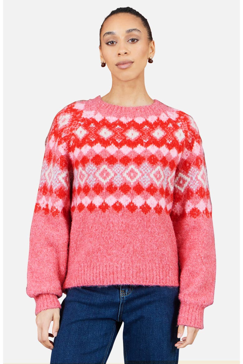 Fairisle Wool Blend Relaxed Jumper, Main, color, Red