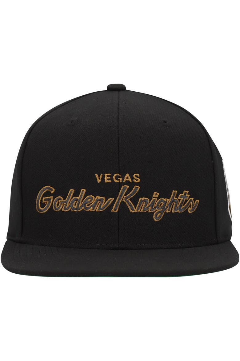 Men's Mitchell & Ness Black Vegas Golden Knights Core Team Script 2.0 Snapback Hat, Alternate, color, Black