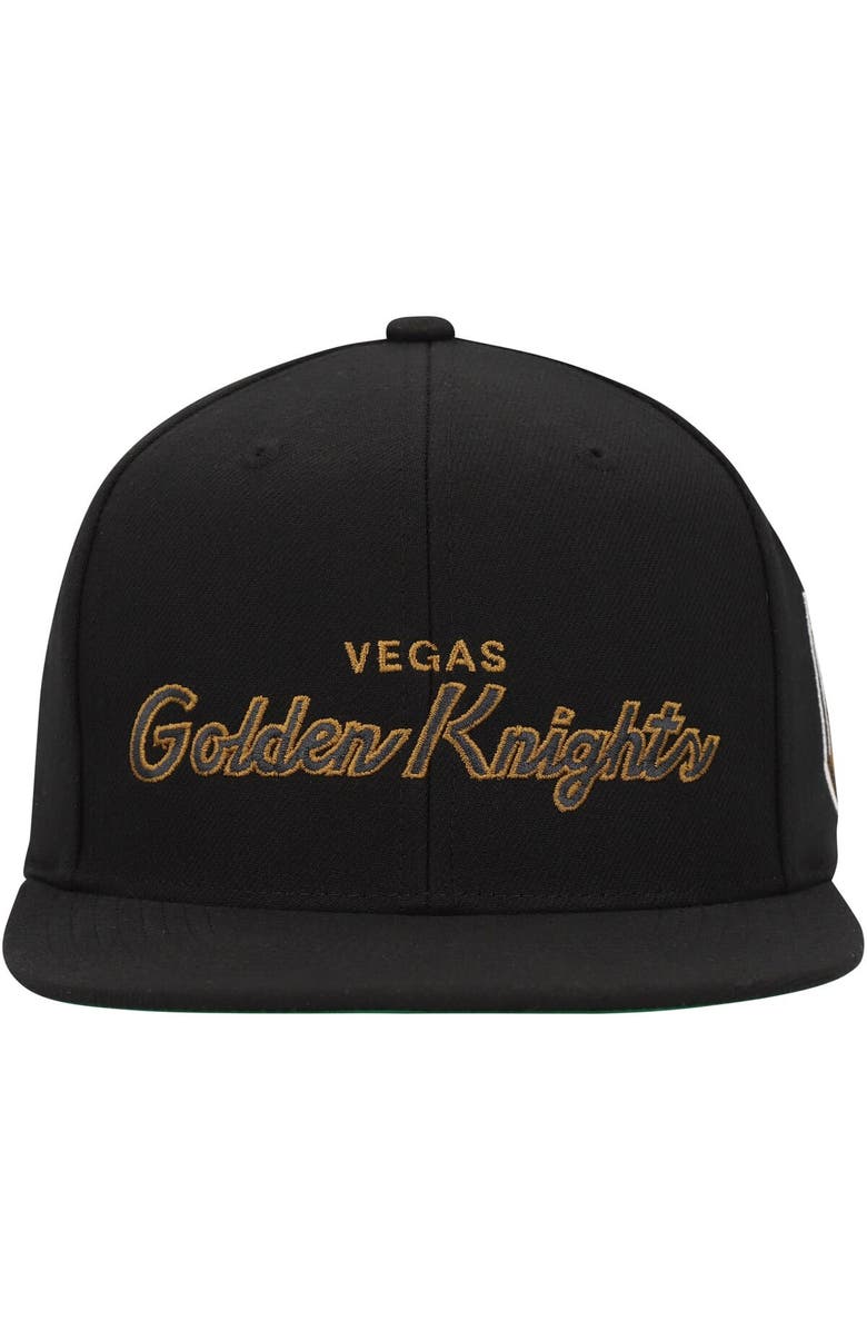 Mitchell & Ness Men's Mitchell & Ness Black Vegas Golden Knights Core Team Script 2.0 Snapback Hat, Alternate, color, Black