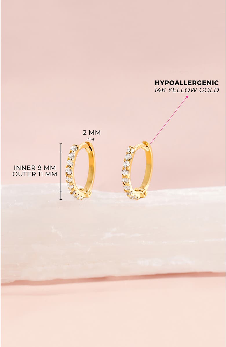 In Season Jewelry 14k Jeweled Cubic Zirconia Huggie Earrings, Alternate, color, Gold