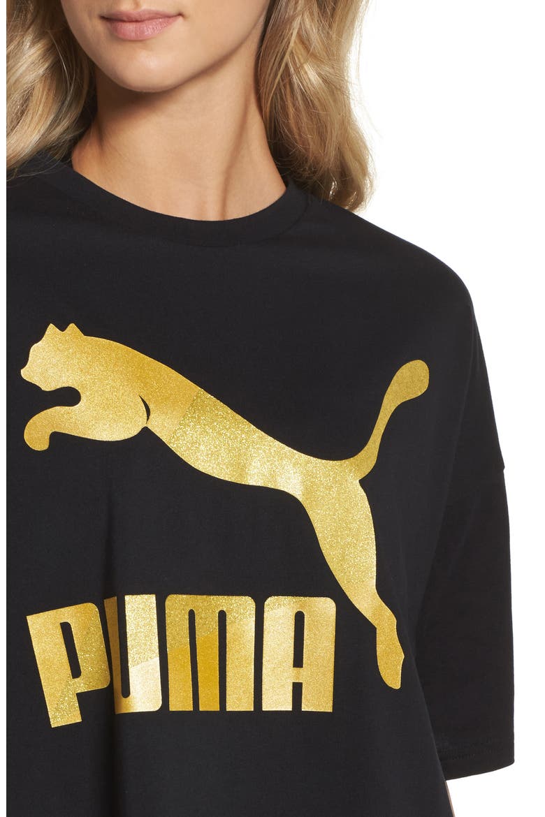 Glam Oversize Tee, Alternate, color, PUMA BLACK-GOLD GLITTER