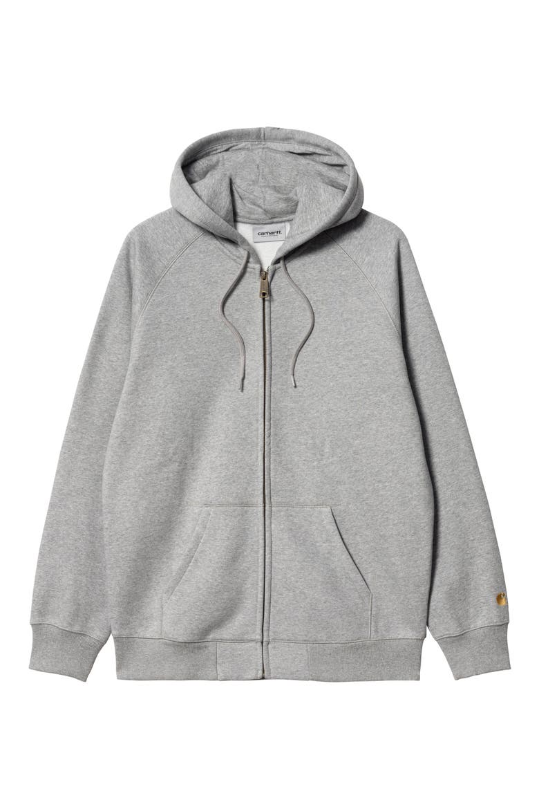 Chase Cotton Blend Zip-Up Hoodie, Main, color, GREY HEATHER / GOLD