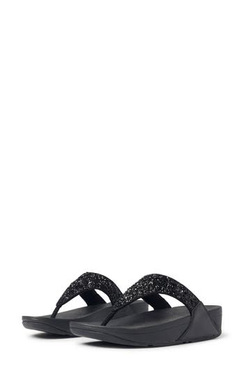 Fitflop Lulu Bead Embellished Wedge Sandal In All Black
