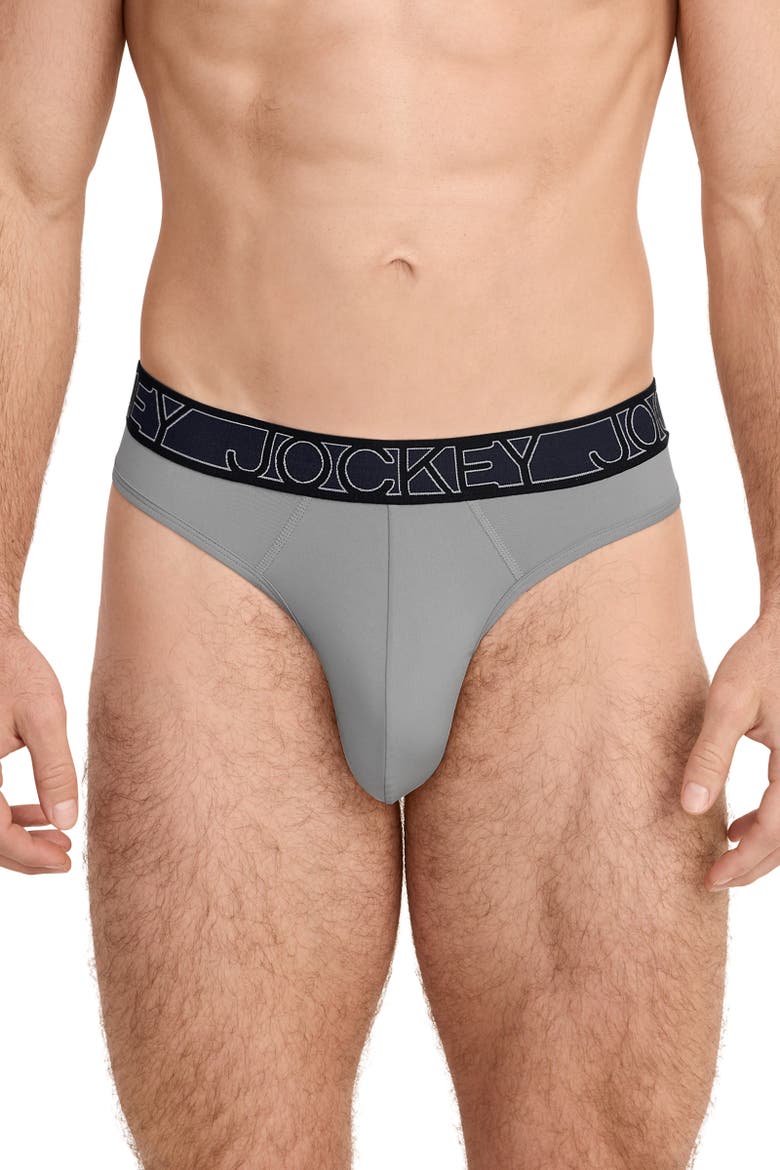 Mens Microfiber Stretch Thong - 3 Pack, Alternate, color, True Navy/Quartz Grey