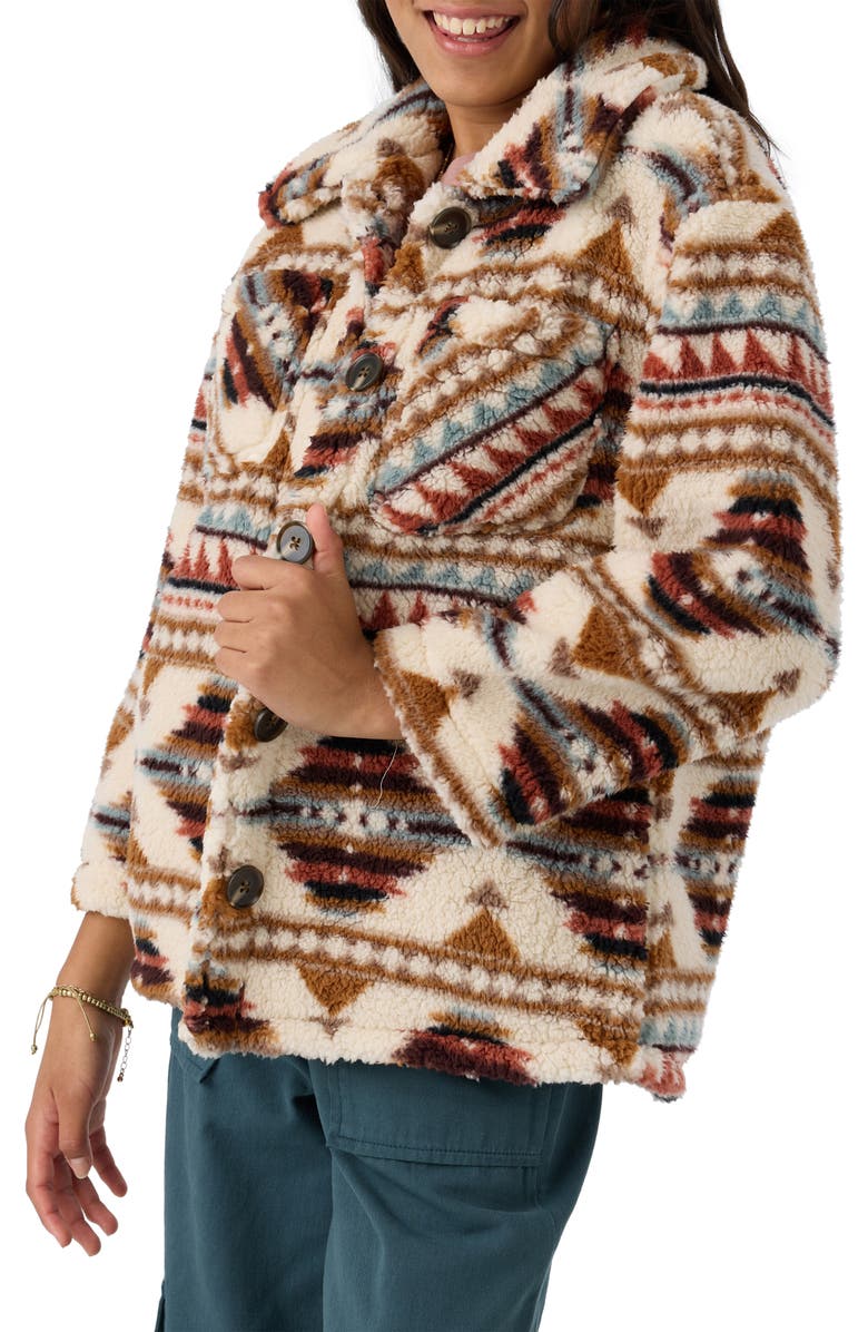 O'Neill Kids' Gene Print Faux Shearling Jacket, Alternate, color, 