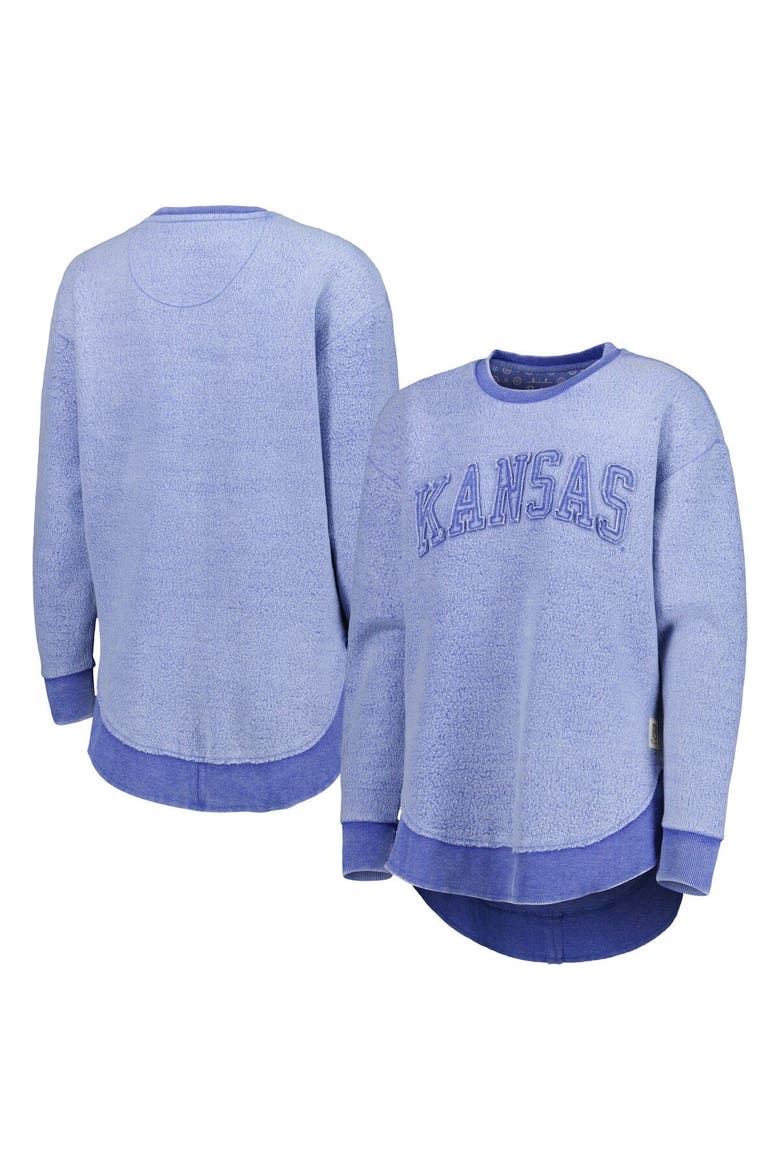 Women's Pressbox Royal Kansas Jayhawks Ponchoville Pullover Sweatshirt, Main, color, Royal