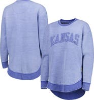 PRESSBOX Women's Pressbox Royal Kansas Jayhawks Ponchoville Pullover Sweatshirt