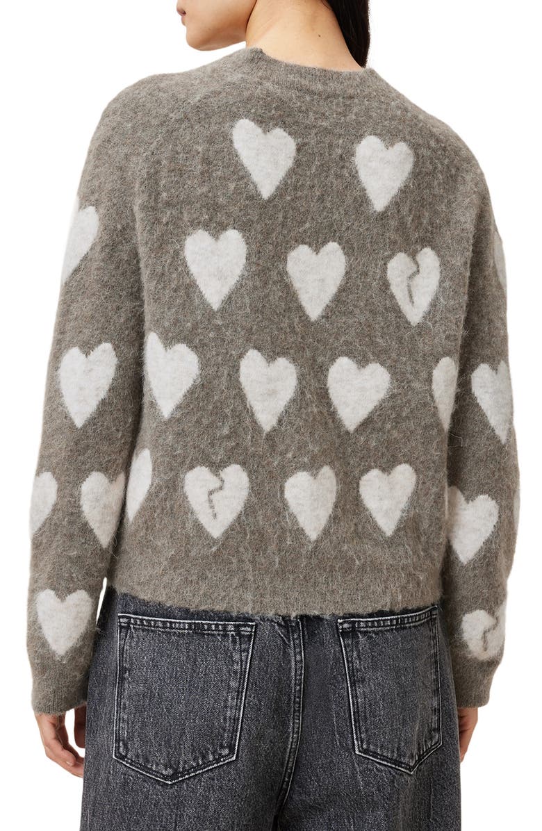 AllSaints Amora Heart Alpaca & Wool Blend Cardigan, Alternate, color, 