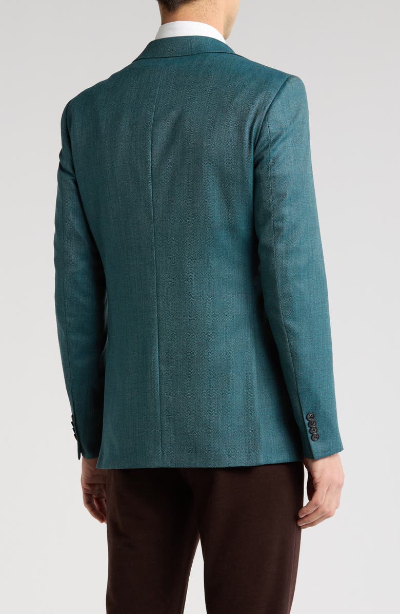 John Varvatos Star USA Herringbone Virgin Wool Sport Coat, Alternate, color, Green