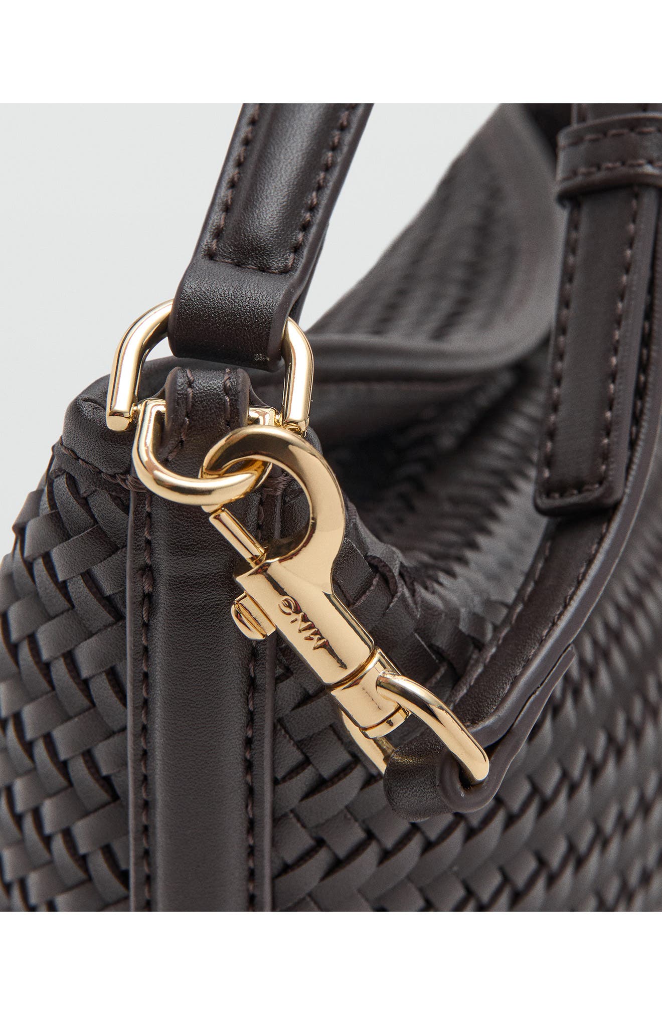 MANGO Small Braided Bucket Bag, Alternate, color, Chocolate