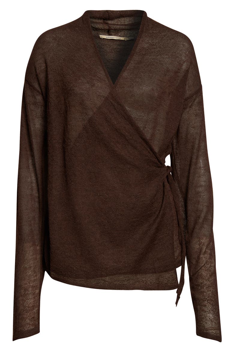 Sudi Baby Alpaca & Merino Wool Blend Wrap Sweater, Alternate, color, BROWN