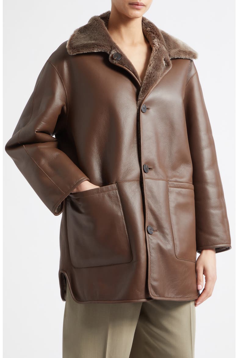 Nicola Genuine Shearling Jacket, Alternate, color, WOOD