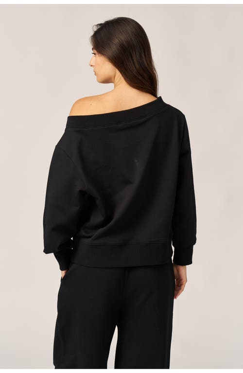 Gottex Beach Life Cozy Coast Airport Off The Shoulder Sweatshirt In Black