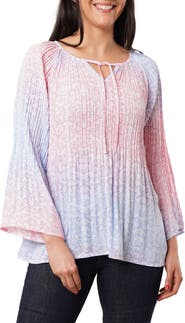 SUNNY LEIGH Pleated Tie Front Top