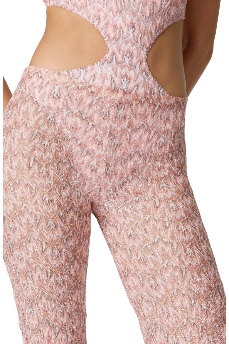 Flared Trousers In Lamé Viscose With Foliage Pattern, Alternate, color, Multicoloured