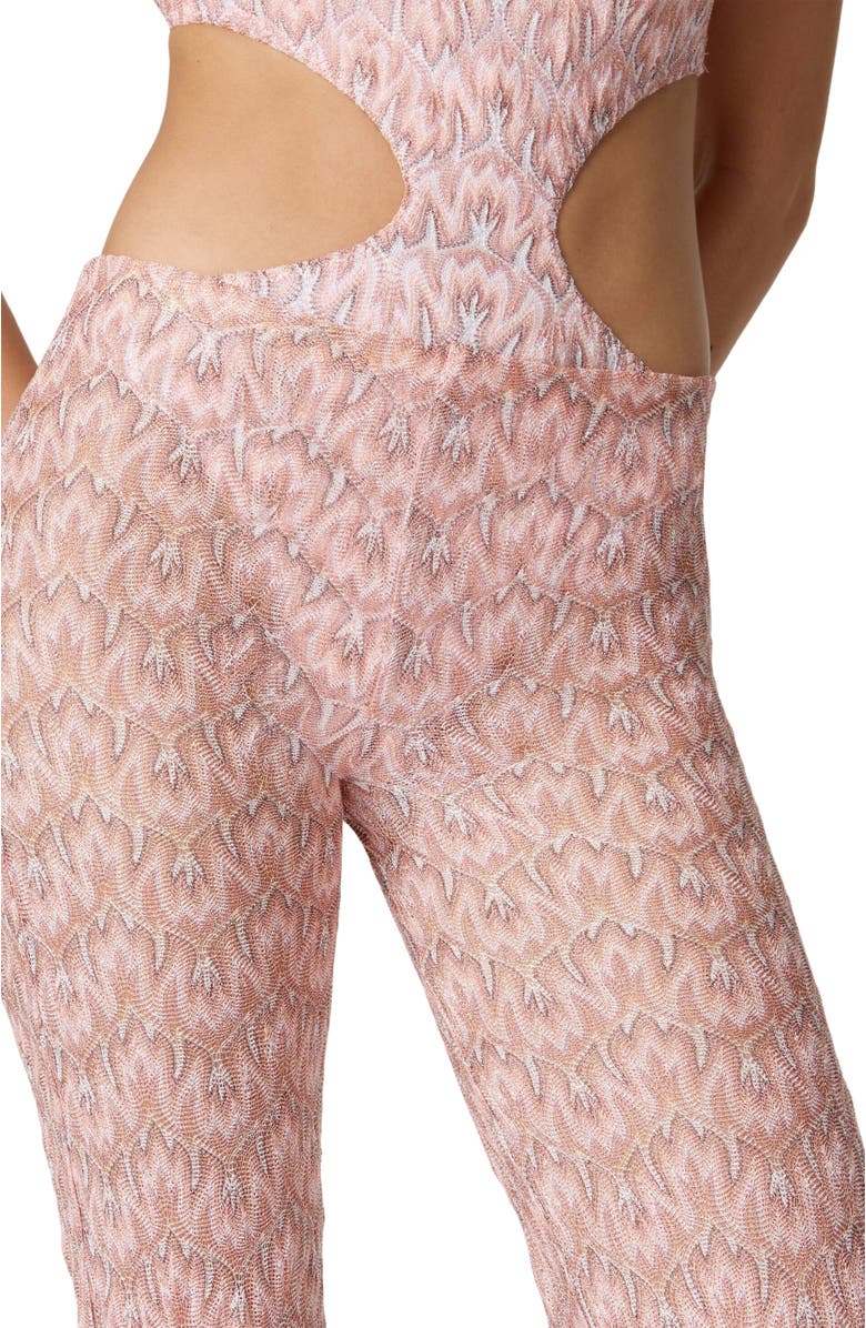 Missoni Flared Trousers In Lamé Viscose With Foliage Pattern, Alternate, color, Multicoloured