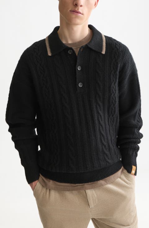 Cable Knit Polo Sweater