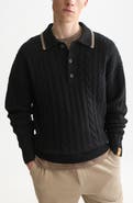Scotch & Soda Cable Knit Polo Sweater
