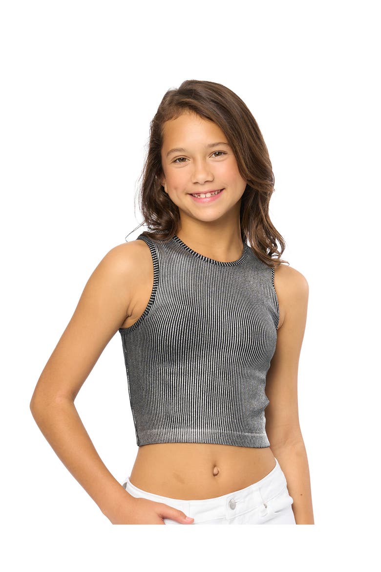 Metallic paint ribbed top - Big Kid, Alternate, color, Metallic Black