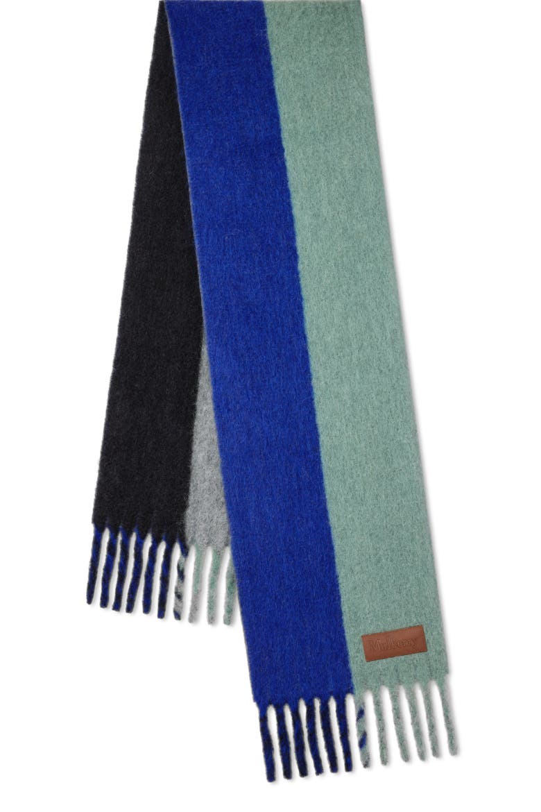 Colour Block Textured Scarf, Main, color, Ebony-Cobalt Blue