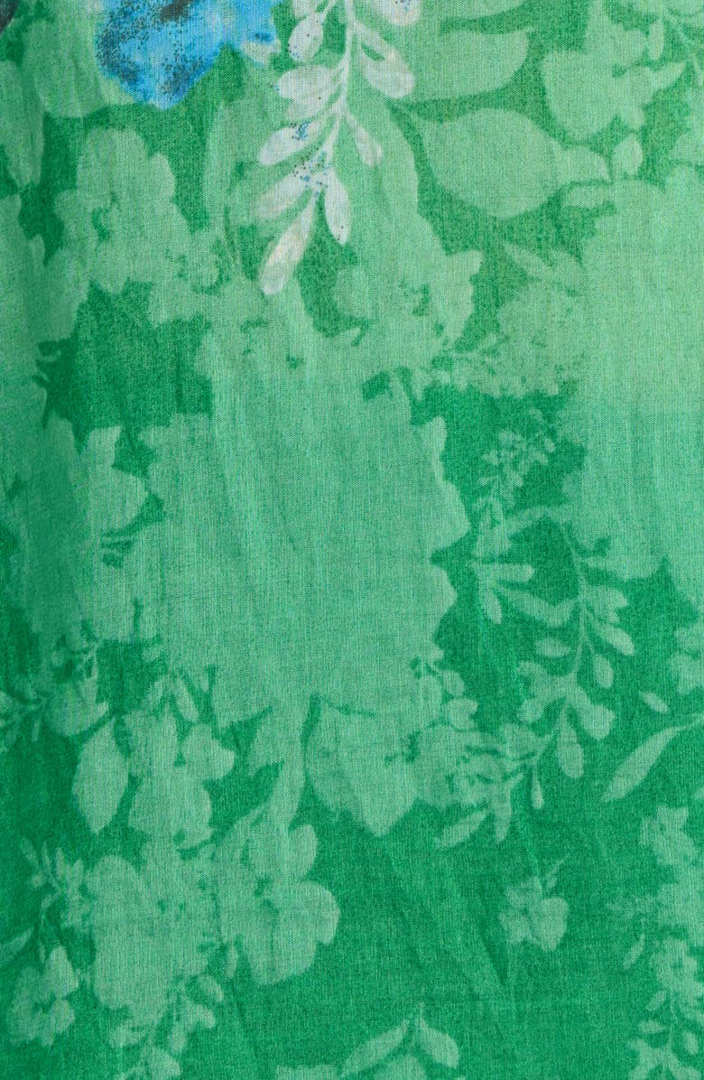 Tahari ASL Floral Print Tie Neck Top, Alternate, color, Green Blue