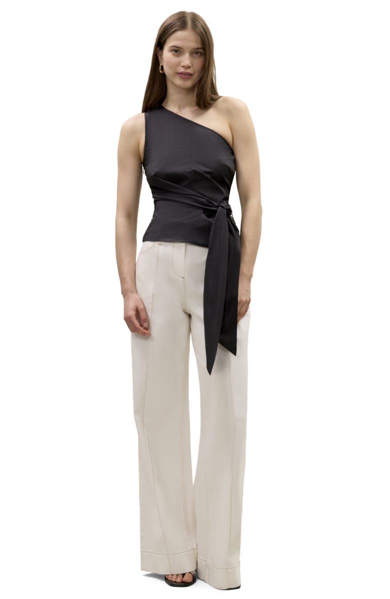 Rebecca Taylor Isla Poplin Top, Alternate, color, Black