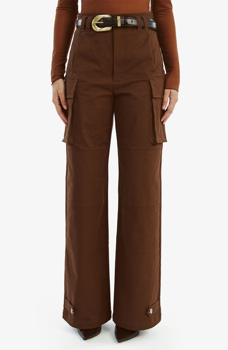 Bardot Tybi High Waist Wide Leg Cargo Pants, Main, color, Chocolate