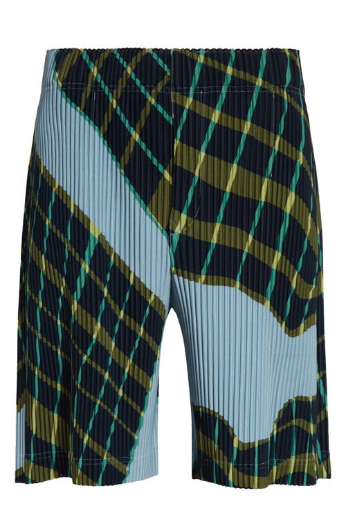 Issey Miyake Homme Plissé  Windswept Plaid Pleated Shorts