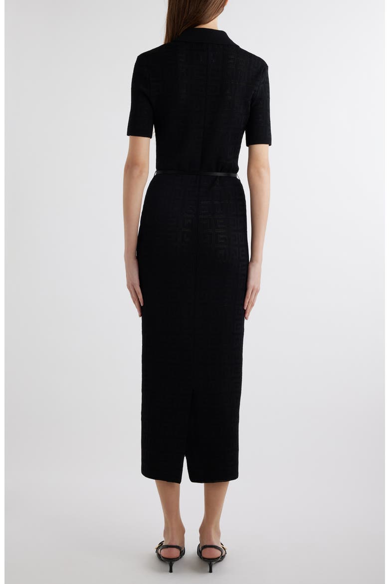 Belted Midi Polo Dress, Alternate, color, BLACK