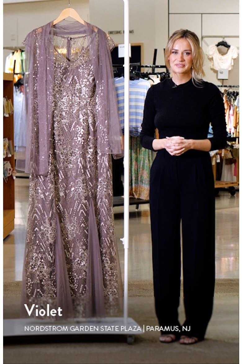Sequin Embroidered Evening Gown video