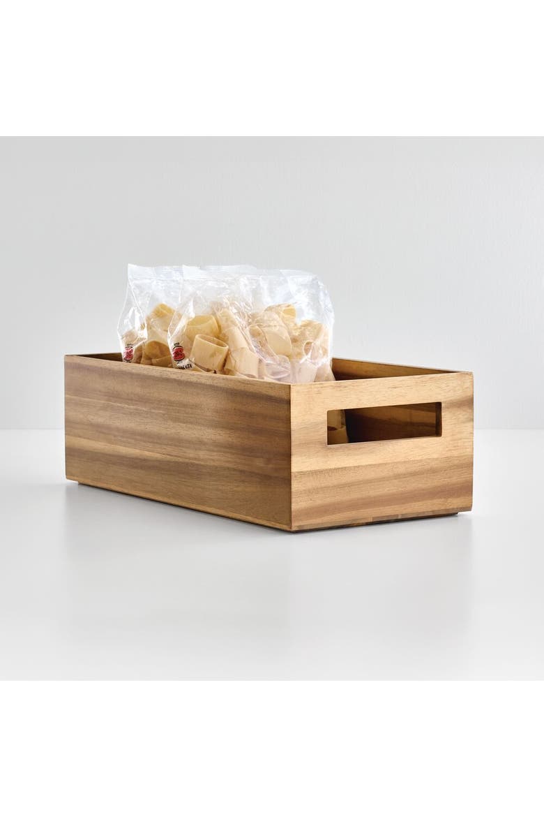Acacia Wood Pantry Storage Bin with Handles - Natural, Alternate, color, Natural